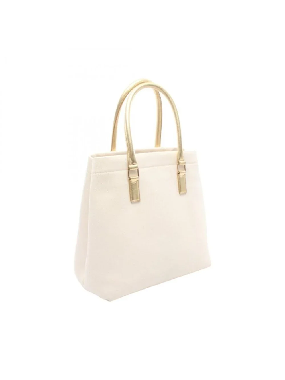 Celine Tote Horizontal Cabas White Gold Canvas Leather